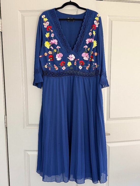 ASOS Dresses & Skirts - ASOS Design Plus Size Blue Embroidered Floral Lace Midi Dress